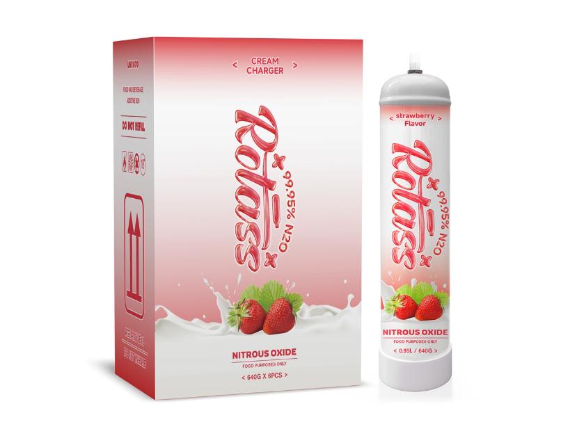 Rotass Strawberry Flavor Food Grade 640G N2O Cylinder